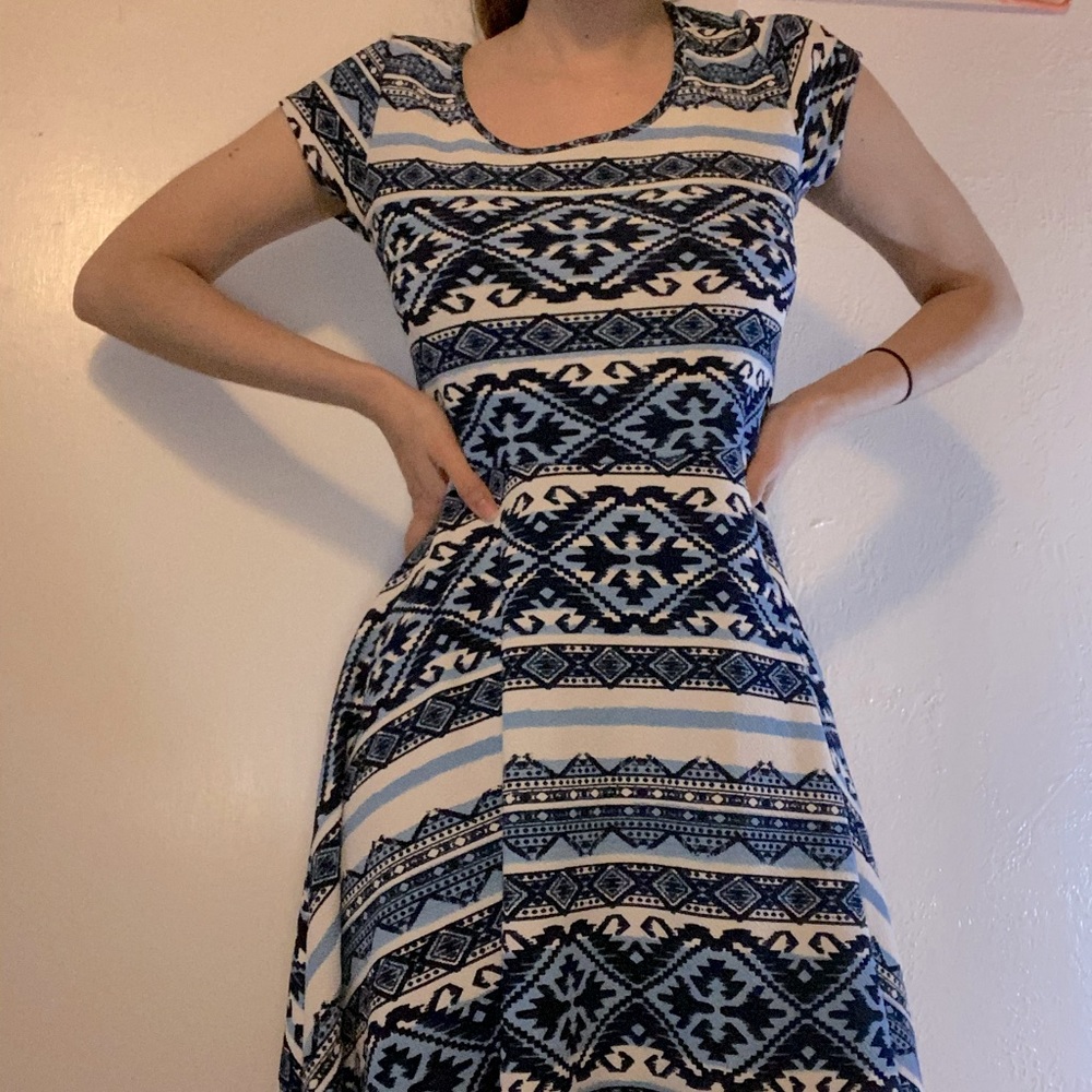 Rue21 talavera mini dress short sleeve blue black